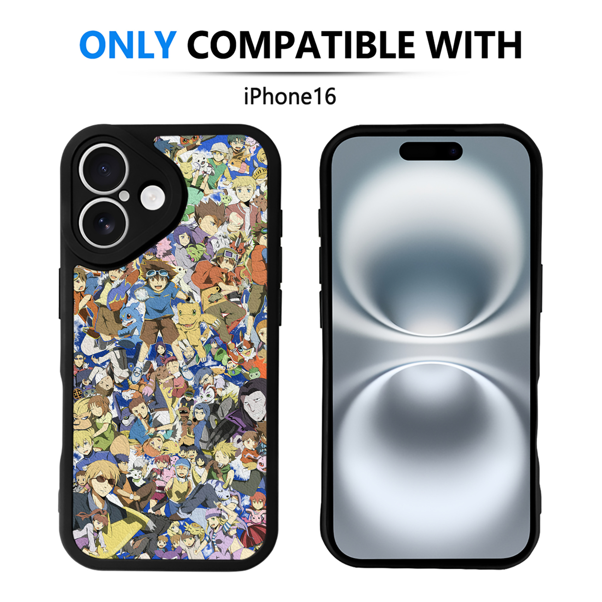 （画像用） Digimon デジタルモンスター/デジモン 【iPhone 16シリーズ対応】シリコンスマホケース（レザー調） 材質：シリコン